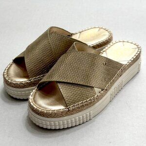 Franco Sarto Gold Metallic Platform Slides Sandals Women’s 6.5